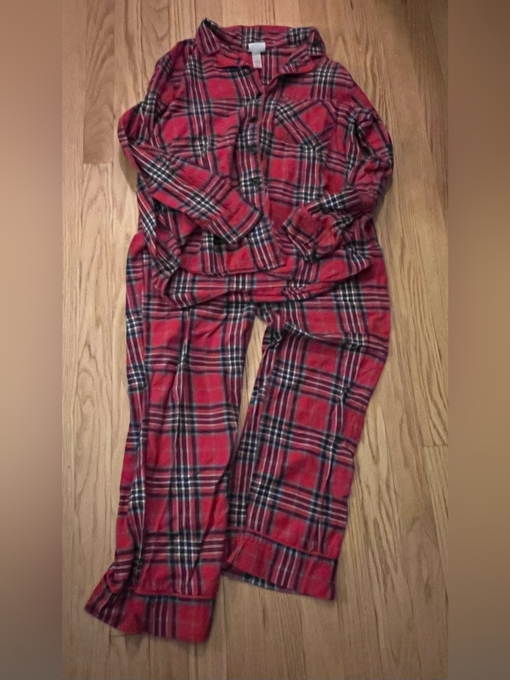 Women’s Holiday Red Plaid Fleece Pajama Set